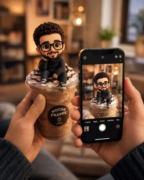 Chibi Boy on Mocha Cup