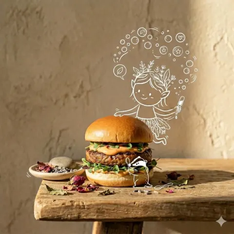 Minimalist Earthy Burger Photography