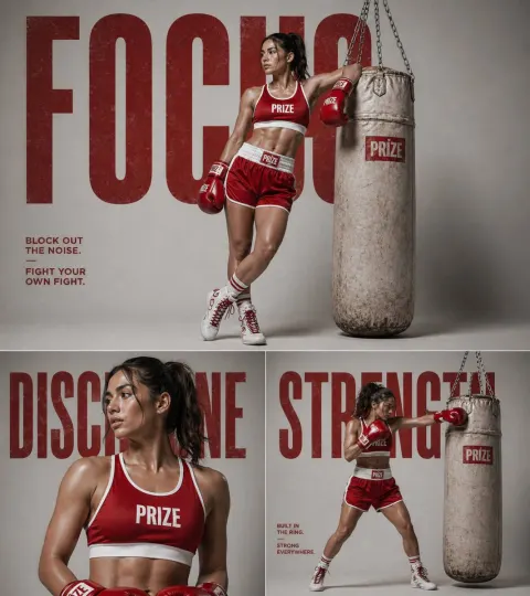Red Boxing Fitness Poster