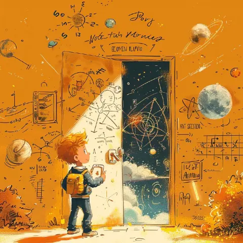 Yellow Children's Physics Brochure Cover With Cute Boy