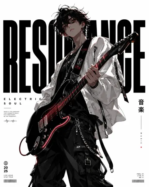 Minimalist Anime Guitarist Poster Design