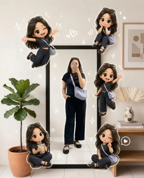 Mirror Selfie with Chibi Clones