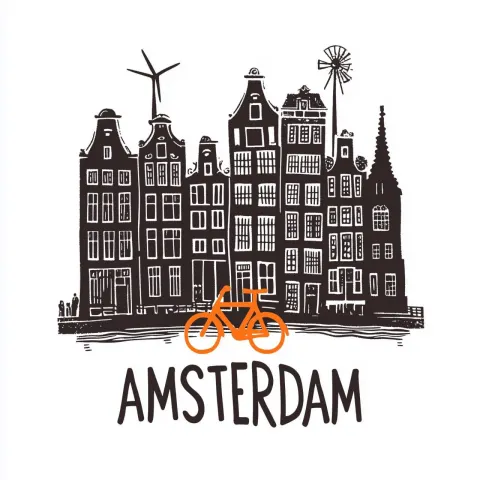 Amsterdam Block Print Skyline