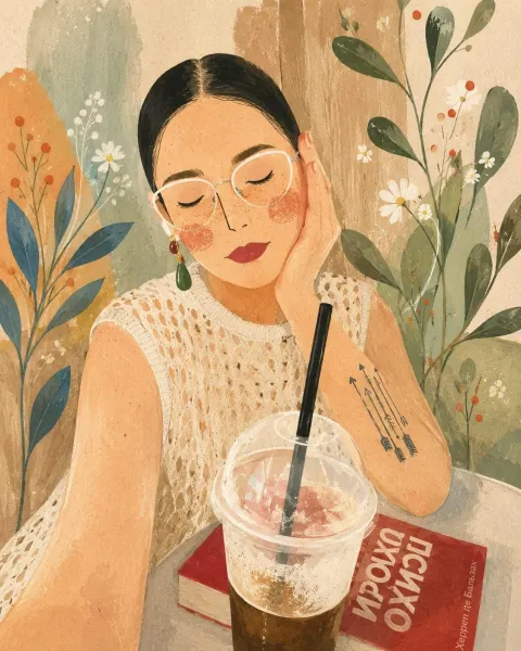 Stylized Folk Art Watercolor Illustration