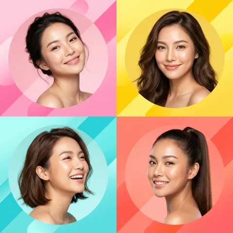 Radiant Four: Skincare Beauty Collage