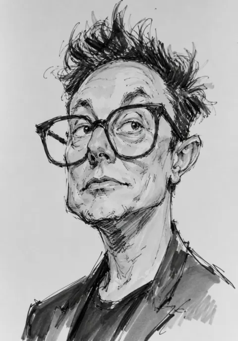 Musk Trump Satirical Cartoon Portraits