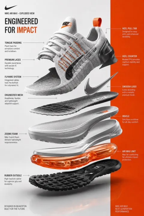 Nike Sneaker Tech Exploded View
