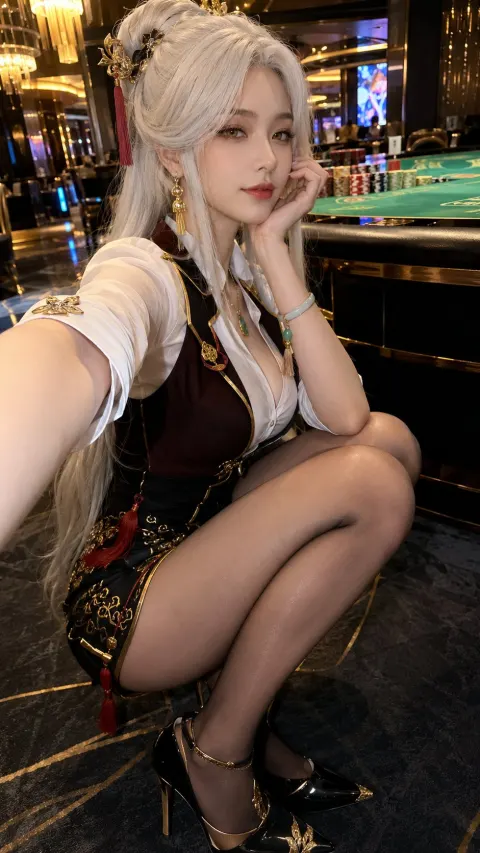 Ningguang Flight Attendant Selfie Portrait