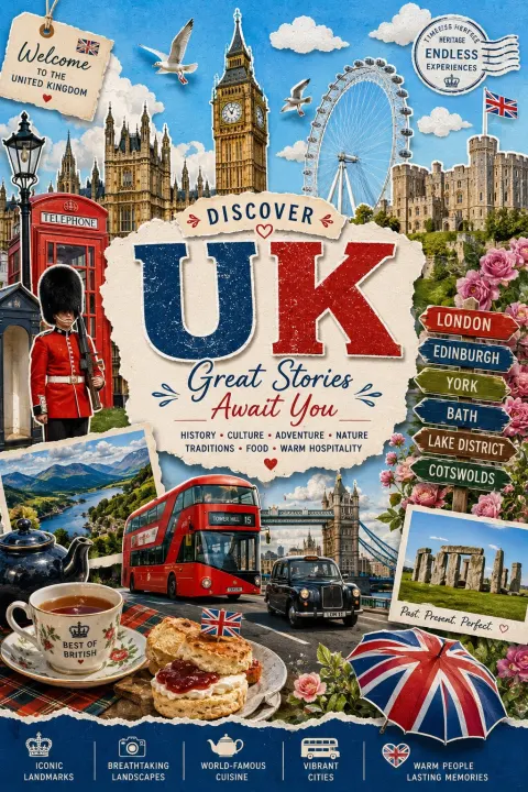 Paper Collage Travel Celebration Poster