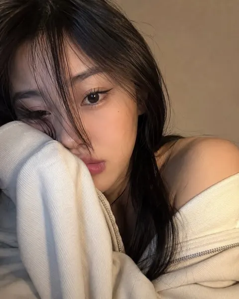 Cozy Hoodie Girl Close-Up Selfie