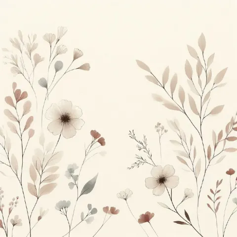 Minimalist Watercolor Flower Border on Cream Background