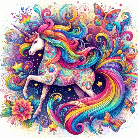 Enchanting Rainbow Unicorn With Stars and Butterflies