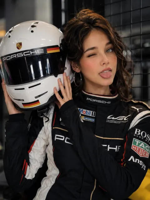 Playful Racer Girl Wink Portrait