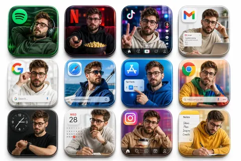 3D App Icon Grid Art