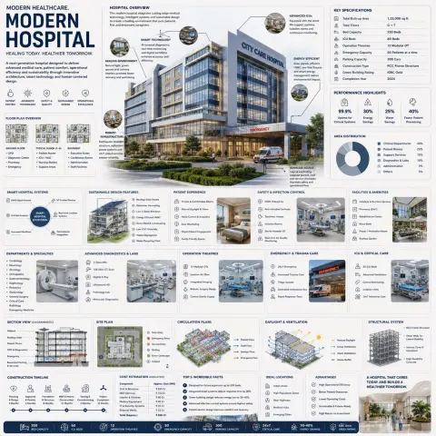 Future Hospital Architecture Infographic