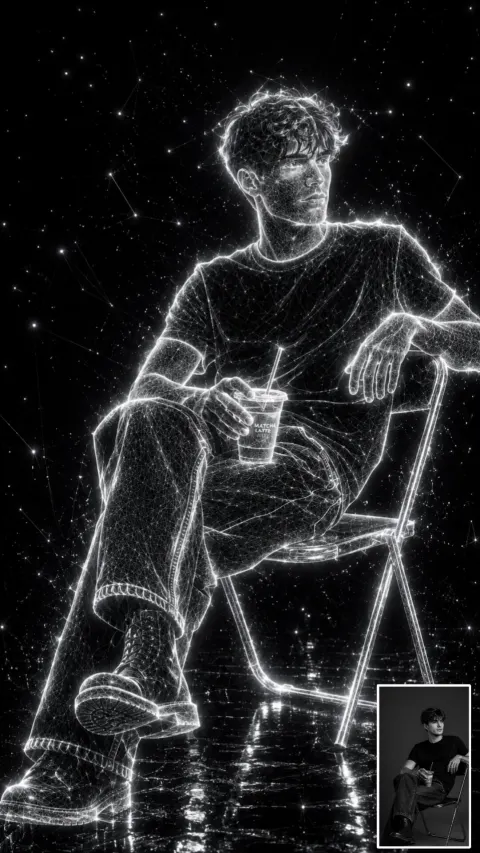 Holographic Wireframe Art Transform
