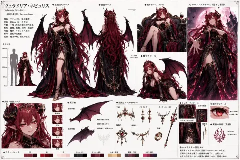 Succubus Queen Character Design Sheet
