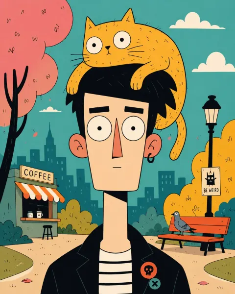 Quirky Flat Cartoon Portrait