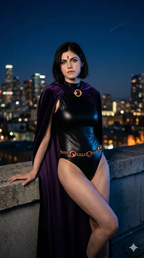 Raven Rooftop Noir Portrait