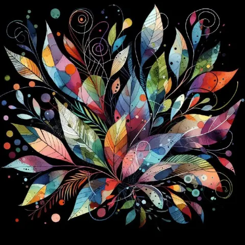 Watercolor Botanical Garden Mixed Media Leaf Collage