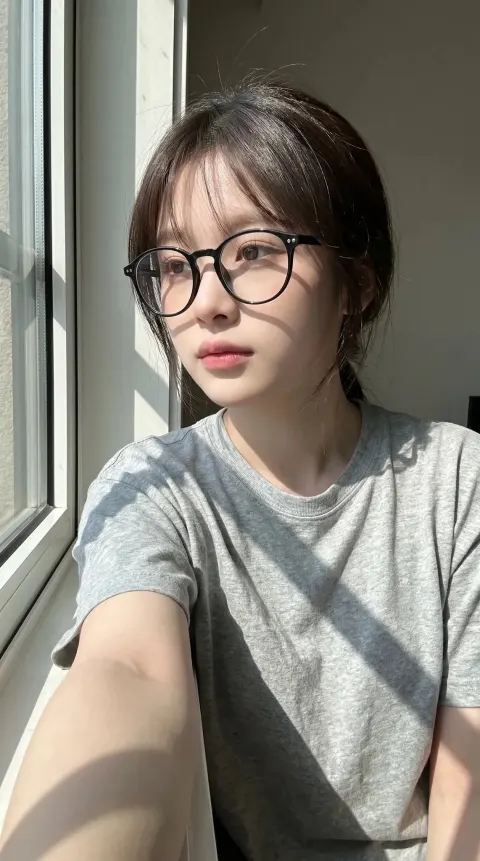 Sunlit Window Selfie Portrait