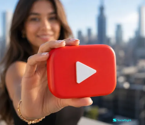 Influencer Holding 3D YouTube Block