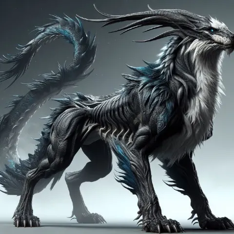 Dark Fantasy Quadruped Creature Concept Art in Grey Blue