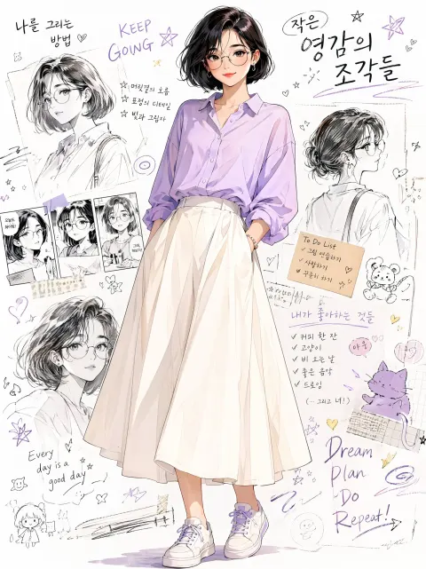 Korean Anime Fashion Girl Illustration