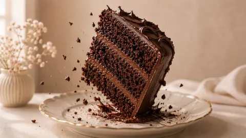 Cake Slice Falling Frosting Scatters