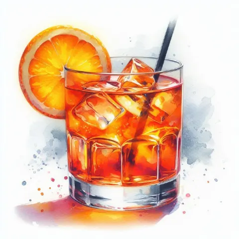 Aperol Spritz Glass Watercolor With Orange Slice