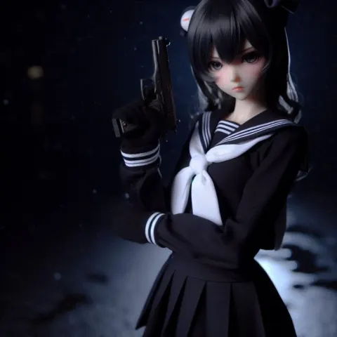 Mysterious Girl in Black Uniform