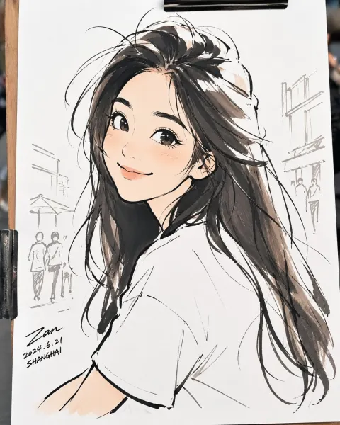 Minimal Line Street Comic Portrait