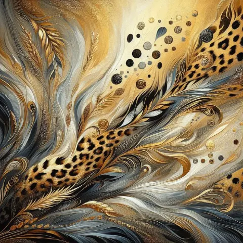 Abstract Leopard Spots Painting With Golden Accents
