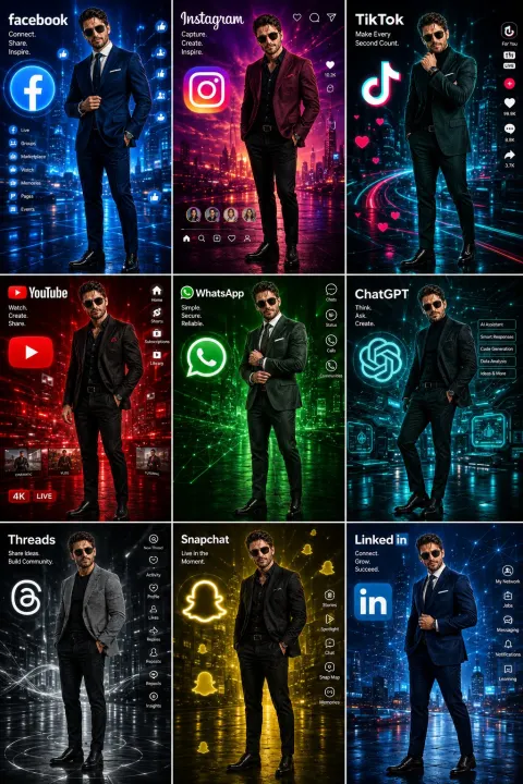 Social Platform Fashion Grid Poster