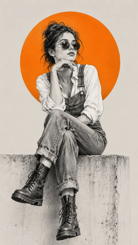 Fashion Woman Monochrome Sketch Art