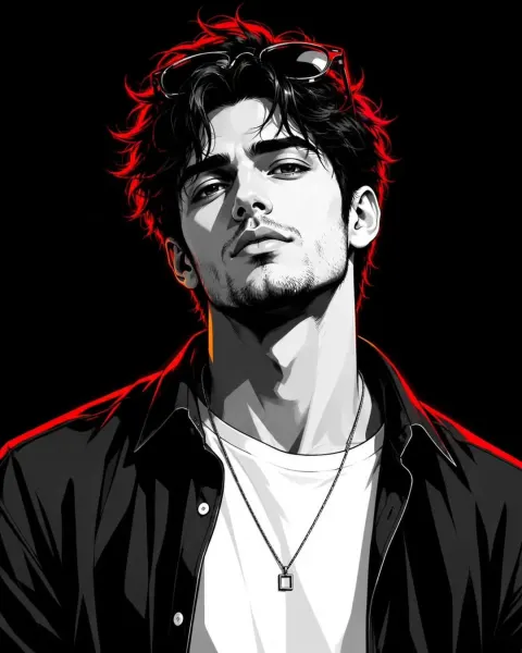 Neon Red Monochrome Portrait