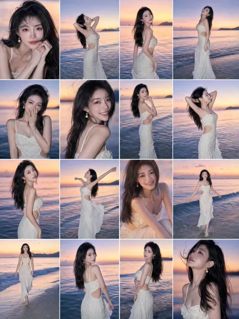 Sunset Beach Romantic Portrait Grid