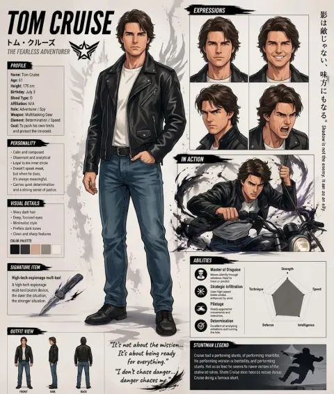 Stunt Legend Character Reference Sheet