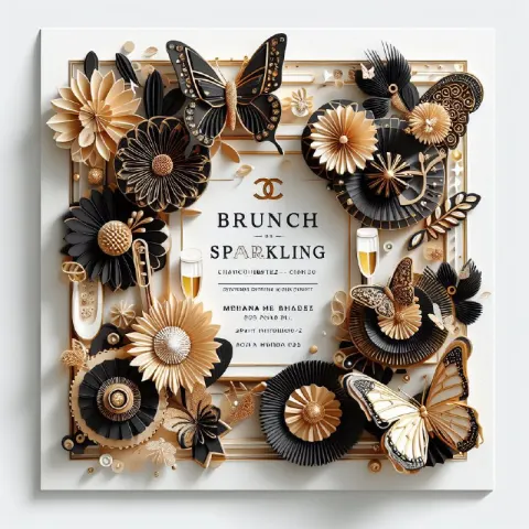 Layered Paper Art Invitation in Black and Gold Theme