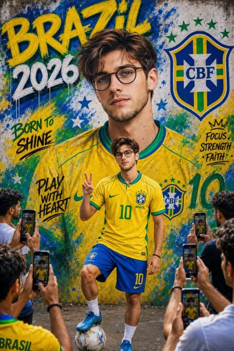 Brazil Football Street Mural Poster