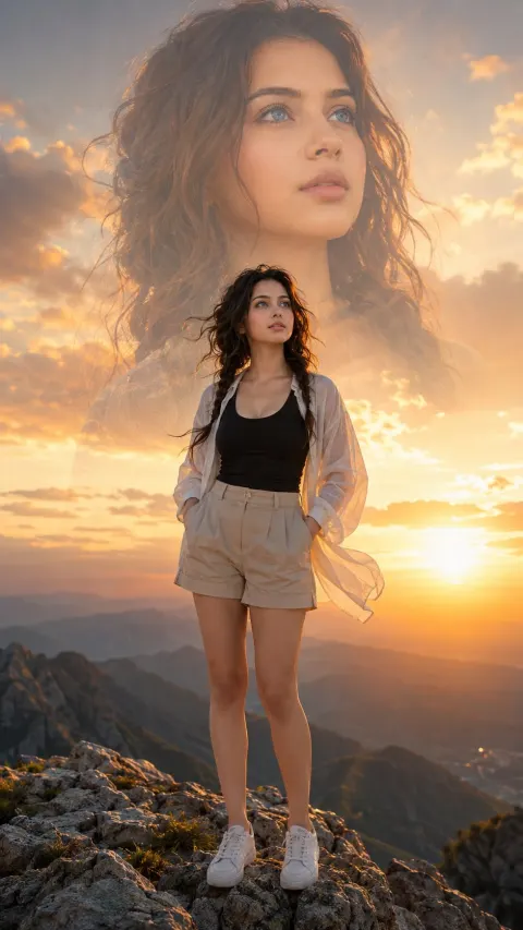 Cinematic Double Exposure Mountain Portrait