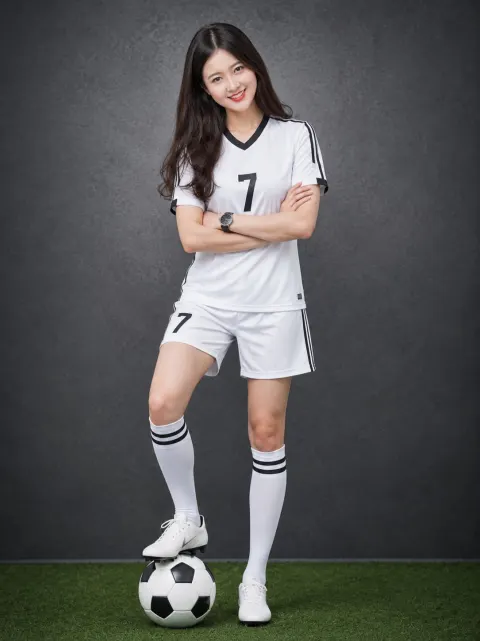 Confident Female Footballer Number Seven Portrait