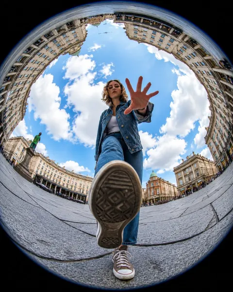 Fisheye Street Leap Moment