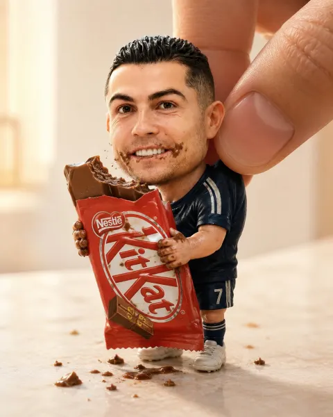 Doll Clutching Giant Chocolate Bar