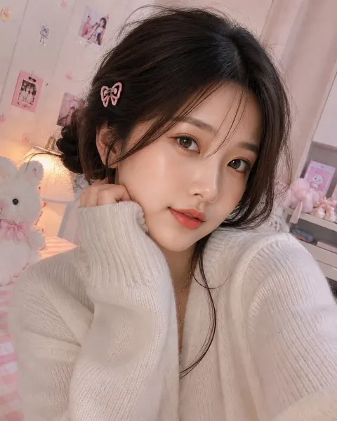 Dreamy Pink Selfie Portrait