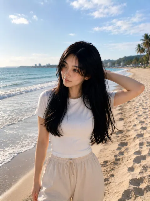 Golden Hour Korean Beach Portrait