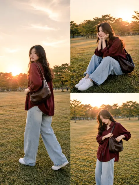 Golden Hour Korean Fashion Collage