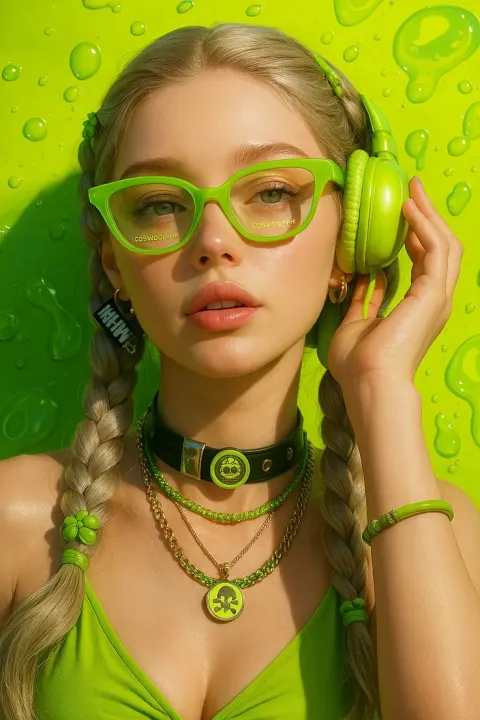 Neon Green Fashion Portrait Editorial