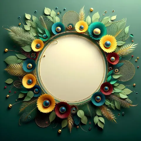 Divine Peacock-Inspired Background With Leaves in 3D