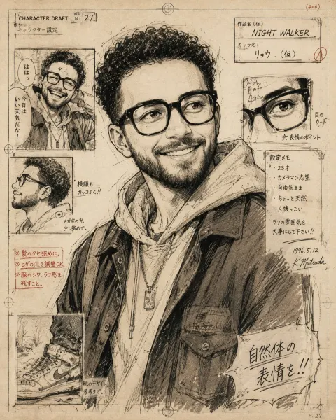 Retro Manga Draft Portrait Creation